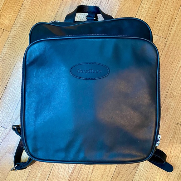 NWT Cole Haan Genuine Black Leather Computer Brief/Backpack - Picture 2 of 12